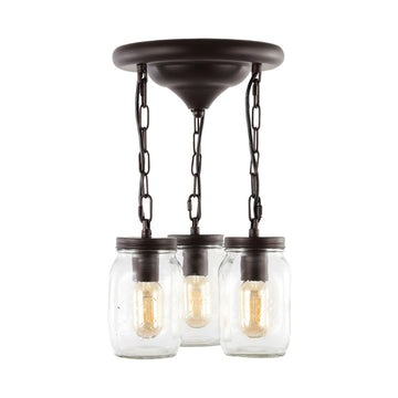 Gaines 11" Farmhouse Industrial Iron Mason Jar LED Semi Flush Mount - JONATHAN Y